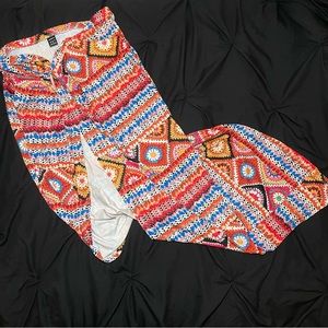 SHEIN SXY Geo Print Skirt With Front Split Thigh